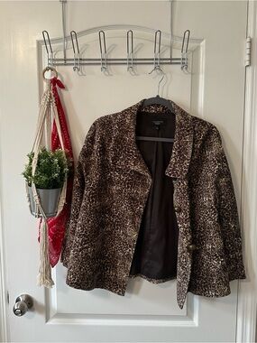 Talbots Brown Leopard Print Blazer Jacket